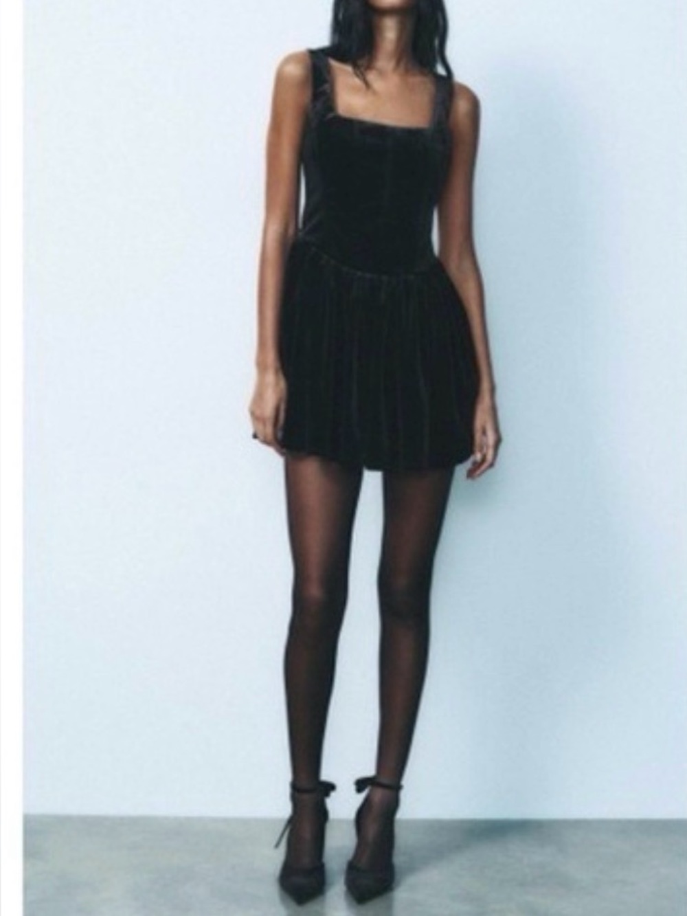 ZARA Black velvet corset mini dress